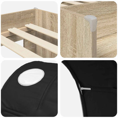 vidaXL Kids'High Bed Frame with Tunnel 3 pcs Sonoma Oak and Black