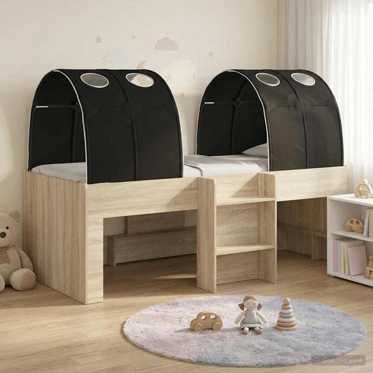 vidaXL Kids'High Bed Frame with Tunnel 3 pcs Sonoma Oak and Black