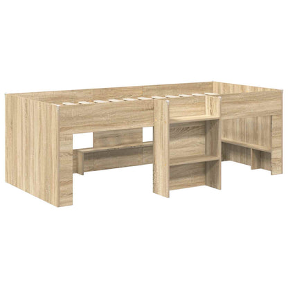 vidaXL Kids'High Bed Frame with Tunnel 3 pcs Sonoma Oak and Black