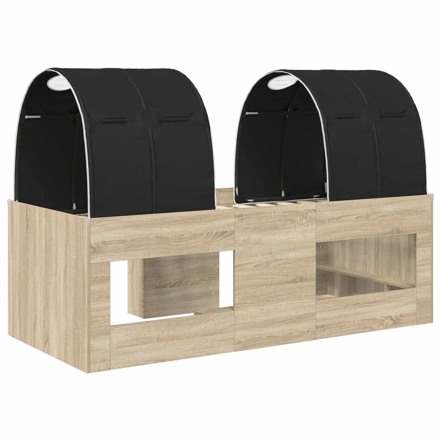 vidaXL Kids'High Bed Frame with Tunnel 3 pcs Sonoma Oak and Black