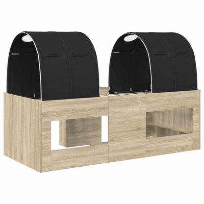 vidaXL Kids'High Bed Frame with Tunnel 3 pcs Sonoma Oak and Black