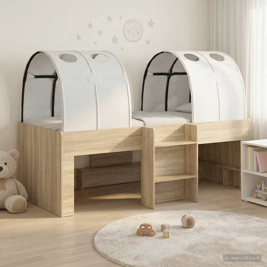 vidaXL Kids'High Bed Frame with Tunnel 3 pcs Sonoma Oak and white