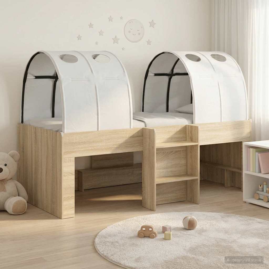 vidaXL Kids'High Bed Frame with Tunnel 3 pcs Sonoma Oak and white