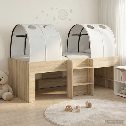 vidaXL Kids'High Bed Frame with Tunnel 3 pcs Sonoma Oak and white