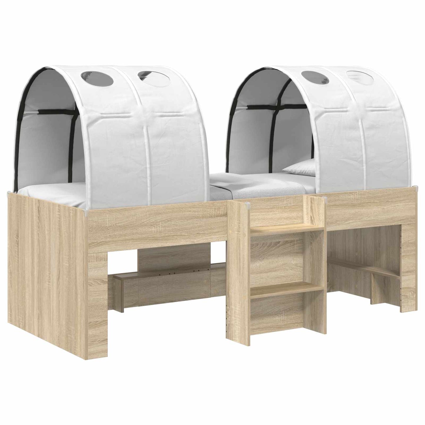 vidaXL Kids'High Bed Frame with Tunnel 3 pcs Sonoma Oak and white