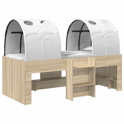vidaXL Kids'High Bed Frame with Tunnel 3 pcs Sonoma Oak and white