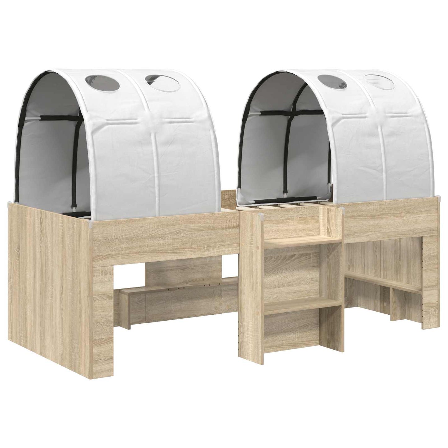 vidaXL Kids'High Bed Frame with Tunnel 3 pcs Sonoma Oak and white