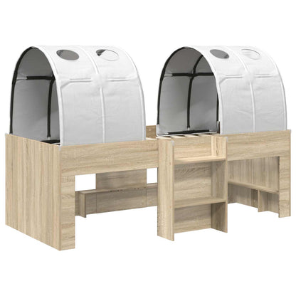 vidaXL Kids'High Bed Frame with Tunnel 3 pcs Sonoma Oak and white