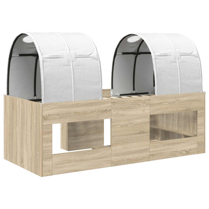 vidaXL Kids'High Bed Frame with Tunnel 3 pcs Sonoma Oak and white