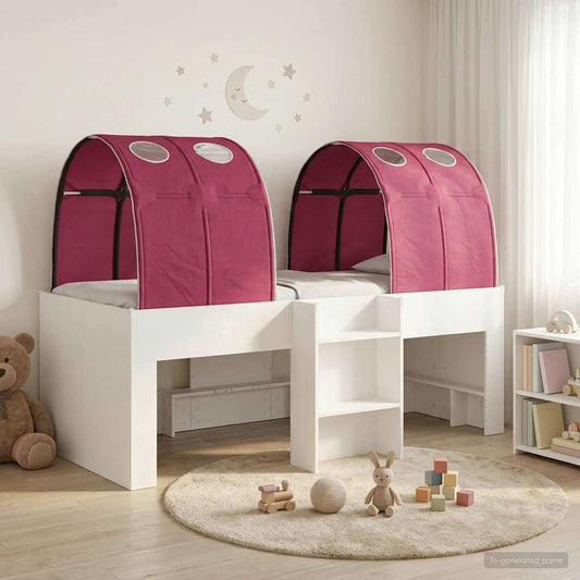 vidaXL Bed with Tunnel 3 pcs White and Red Engineered Wood