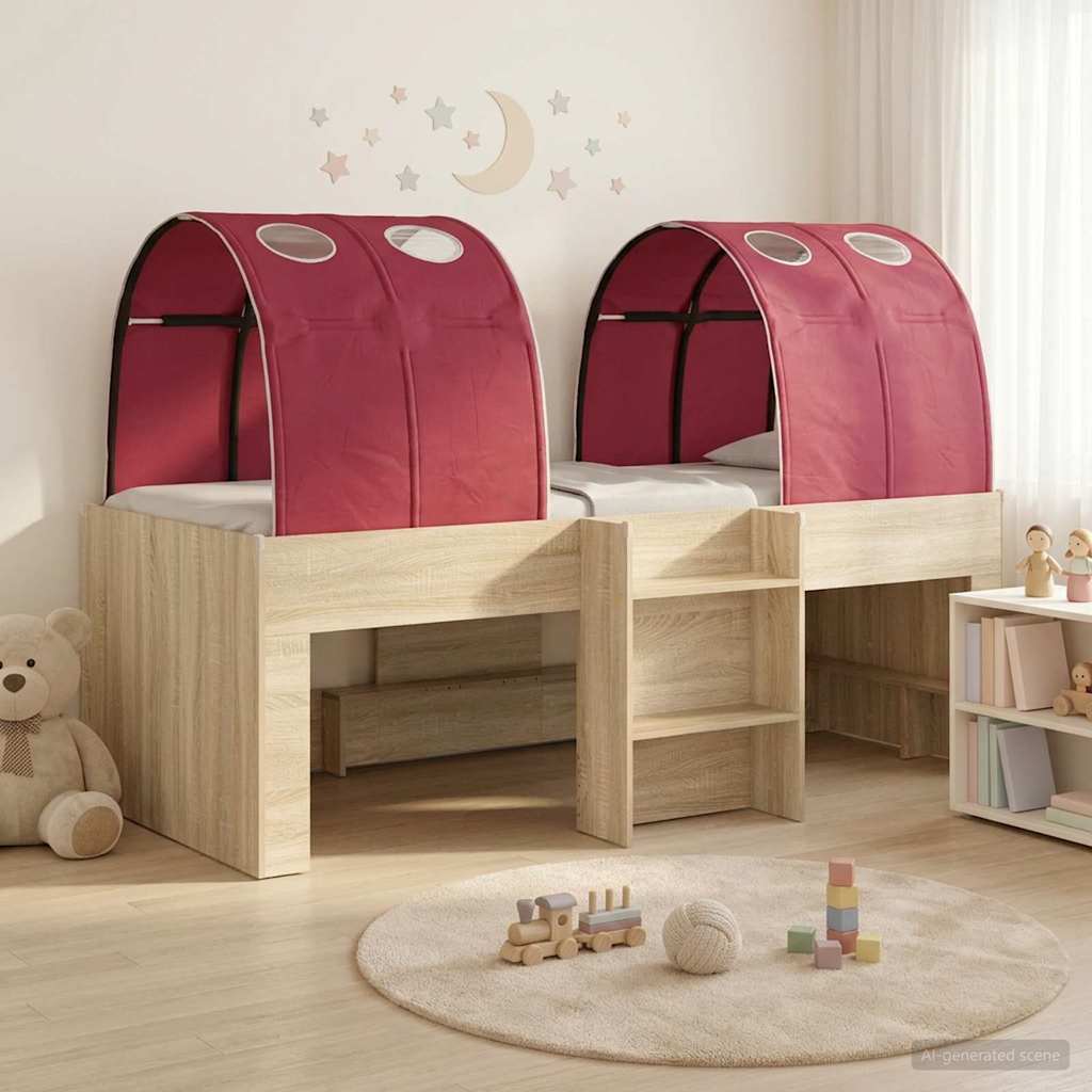 vidaXL Bed with Tunnel 3 pcs Sonoma Oak and Red Engineered Wood