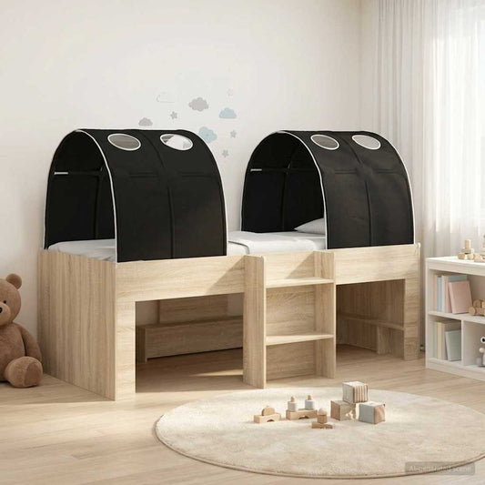 vidaXL Bed with Tunnel 3 pcs Sonoma Oak and Black Engineered Wood