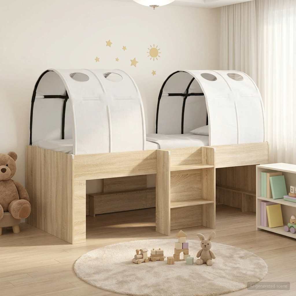 vidaXL Bed with Tunnel 3 pcs Sonoma Oak and White Engineered Wood