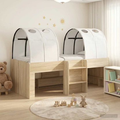 vidaXL Bed with Tunnel 3 pcs Sonoma Oak and White Engineered Wood