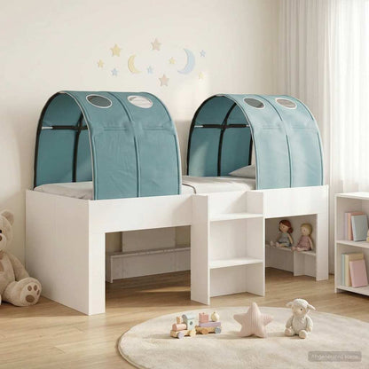 vidaXL Bed with Tunnel 3 pcs White and Light Blue Engineered Wood