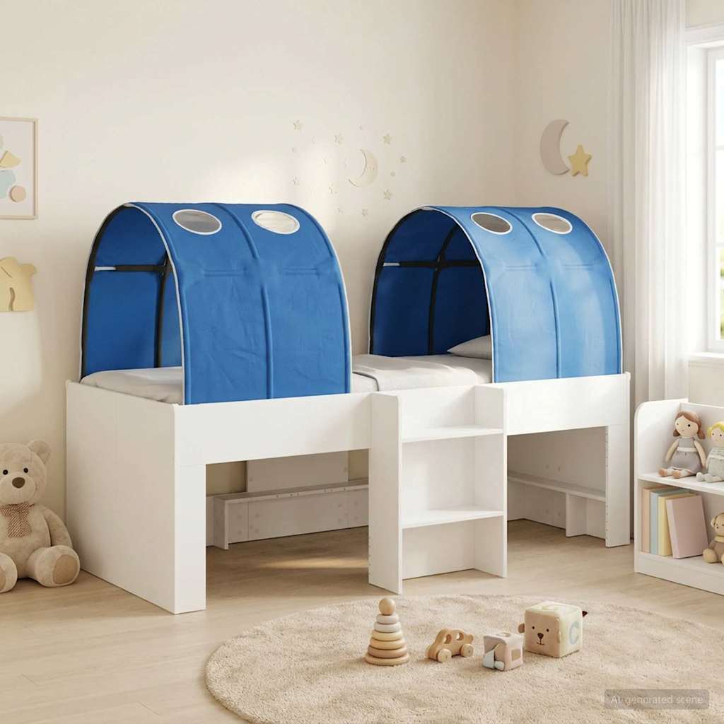vidaXL Bed with Tunnel 3 pcs White and Blue Engineered Wood