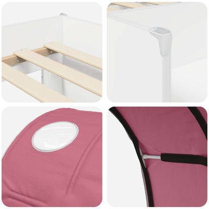 vidaXL Bed with Tunnel 3 pcs White and Pink Engineered Wood