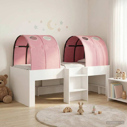 vidaXL Bed with Tunnel 3 pcs White and Pink Engineered Wood