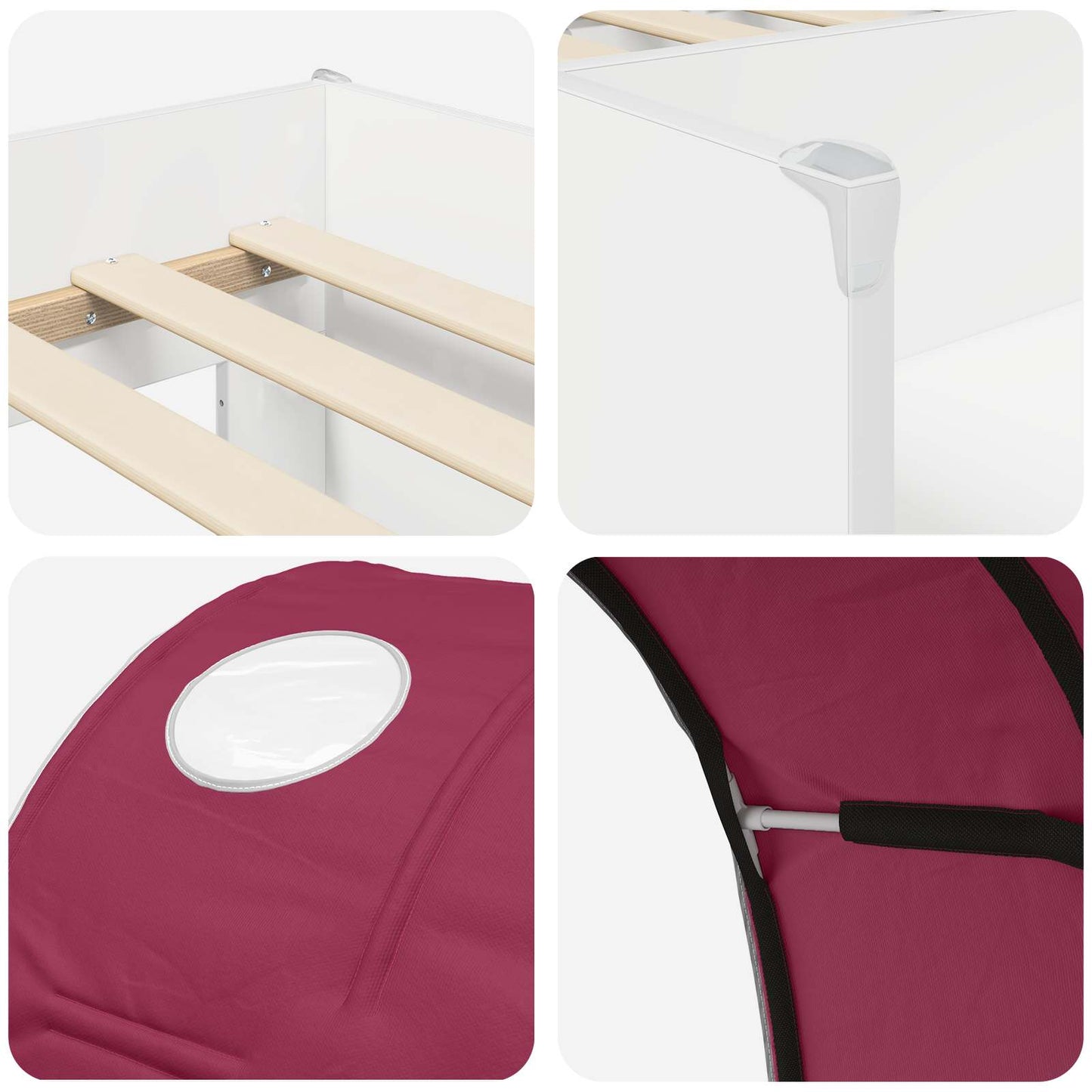 vidaXL Bed with Tunnel 4 pcs White and Red Engineered Wood