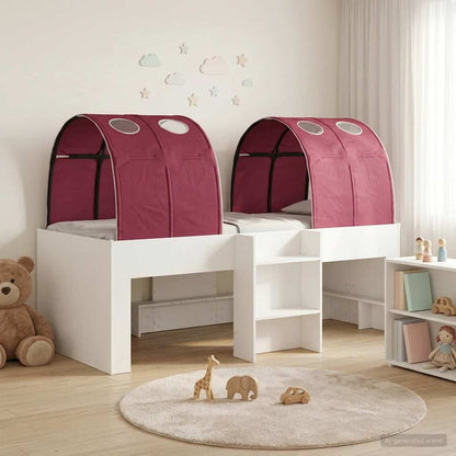 vidaXL Bed with Tunnel 4 pcs White and Red Engineered Wood