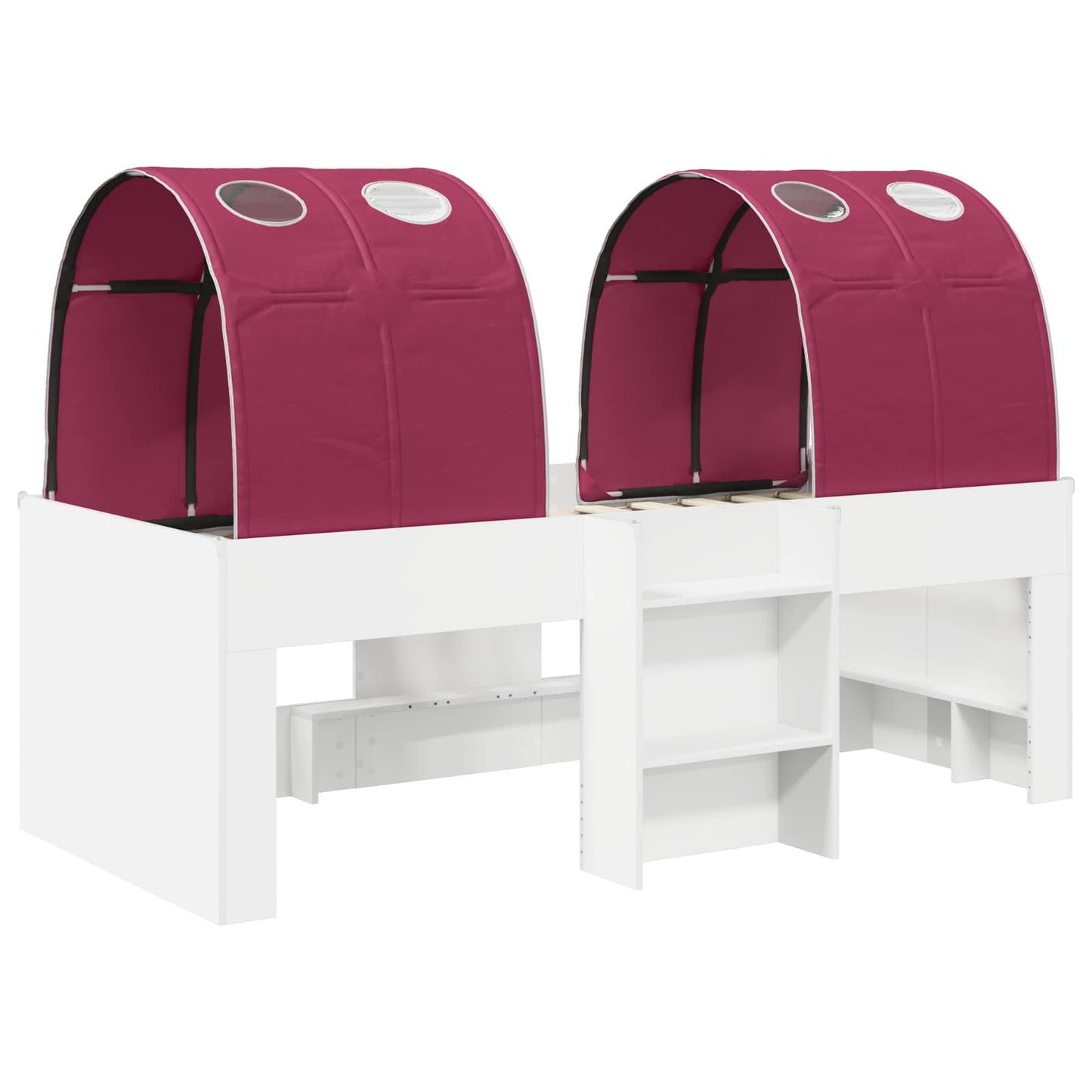 vidaXL Bed with Tunnel 4 pcs White and Red Engineered Wood