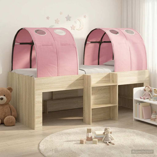 vidaXL Bed with Tunnel 3 pcs Sonoma Oak and Pink Engineered Wood