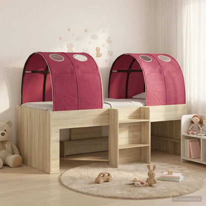 vidaXL Bed with Tunnel 3 pcs Sonoma Oak and Red Engineered Wood