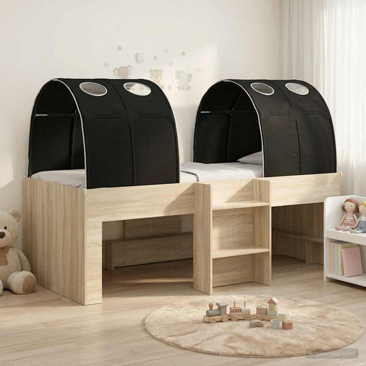 vidaXL Bed with Tunnel 3 pcs Sonoma Oak and Black Engineered Wood