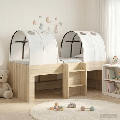 vidaXL Bed with Tunnel 3 pcs Sonoma Oak and White Engineered Wood
