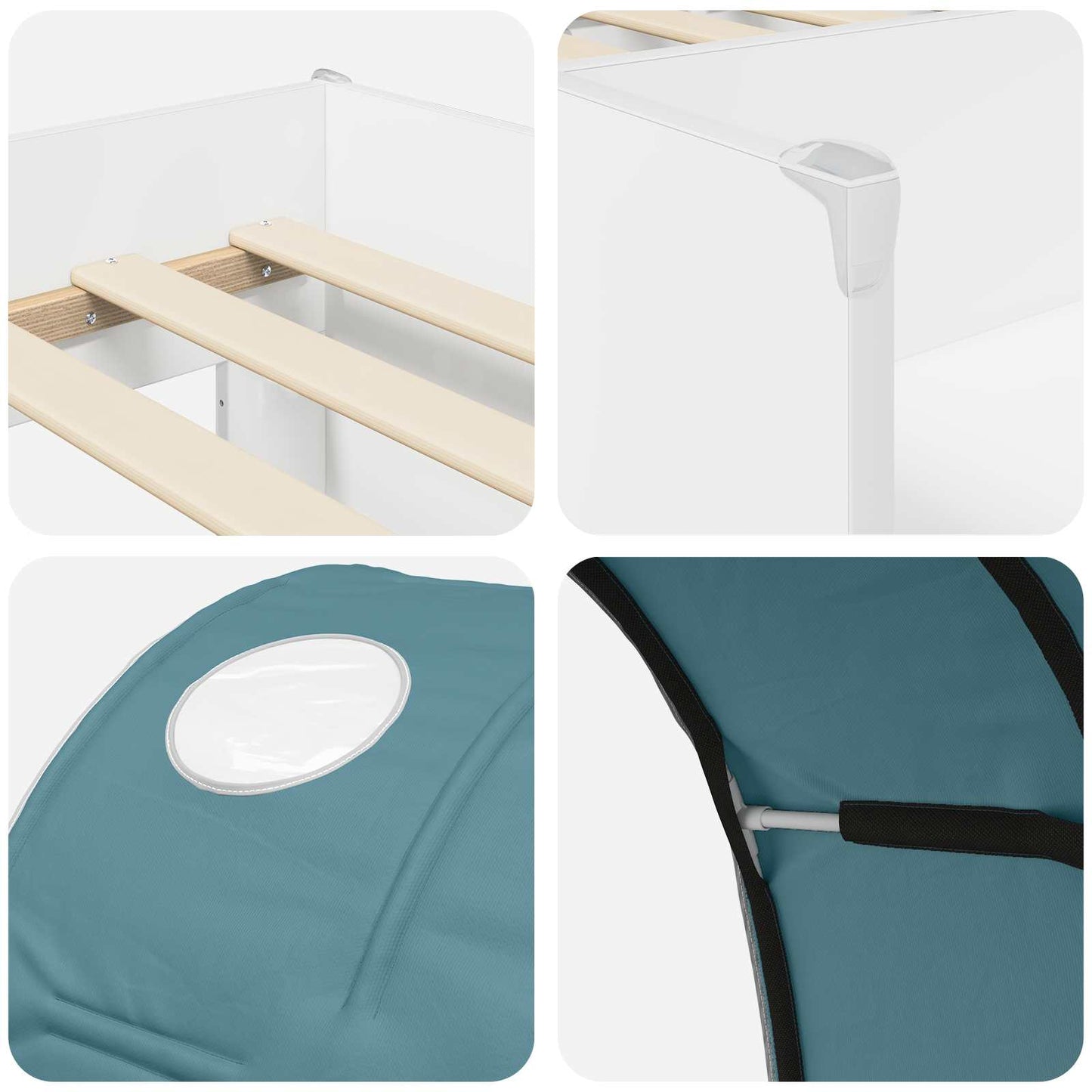 vidaXL Bed with Tunnel 4 pcs White and Light Blue Engineered Wood