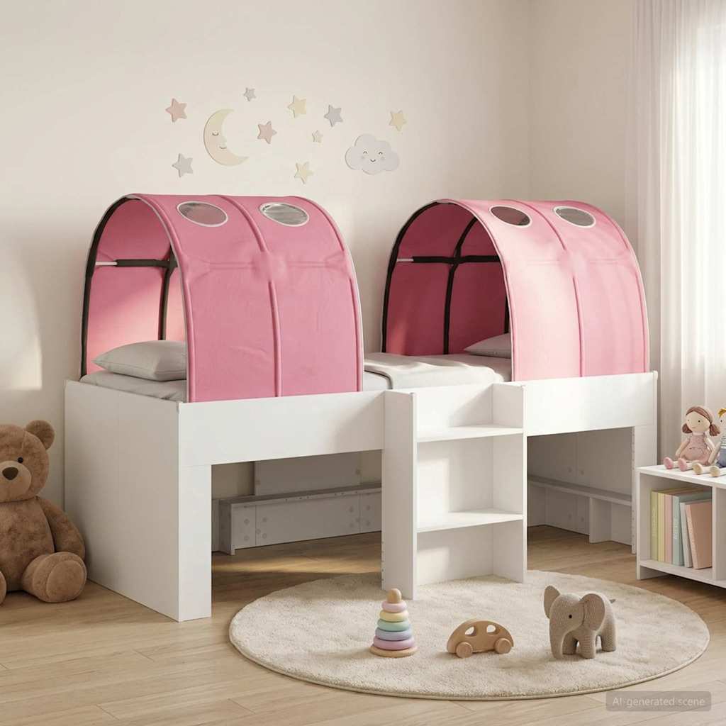 vidaXL Bed with Tunnel 3 pcs White and Pink Engineered Wood