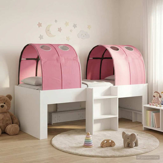 vidaXL Bed with Tunnel 3 pcs White and Pink Engineered Wood