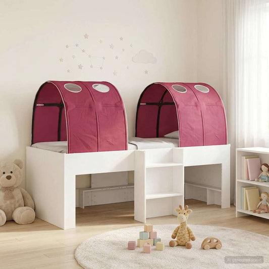 vidaXL Bed with Tunnel 3 pcs White and Red Engineered Wood