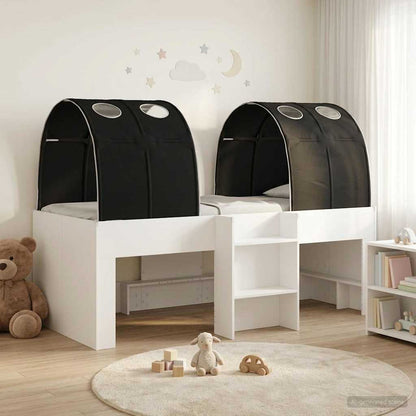 vidaXL Bed with Tunnel 3 pcs White and Black Engineered Wood