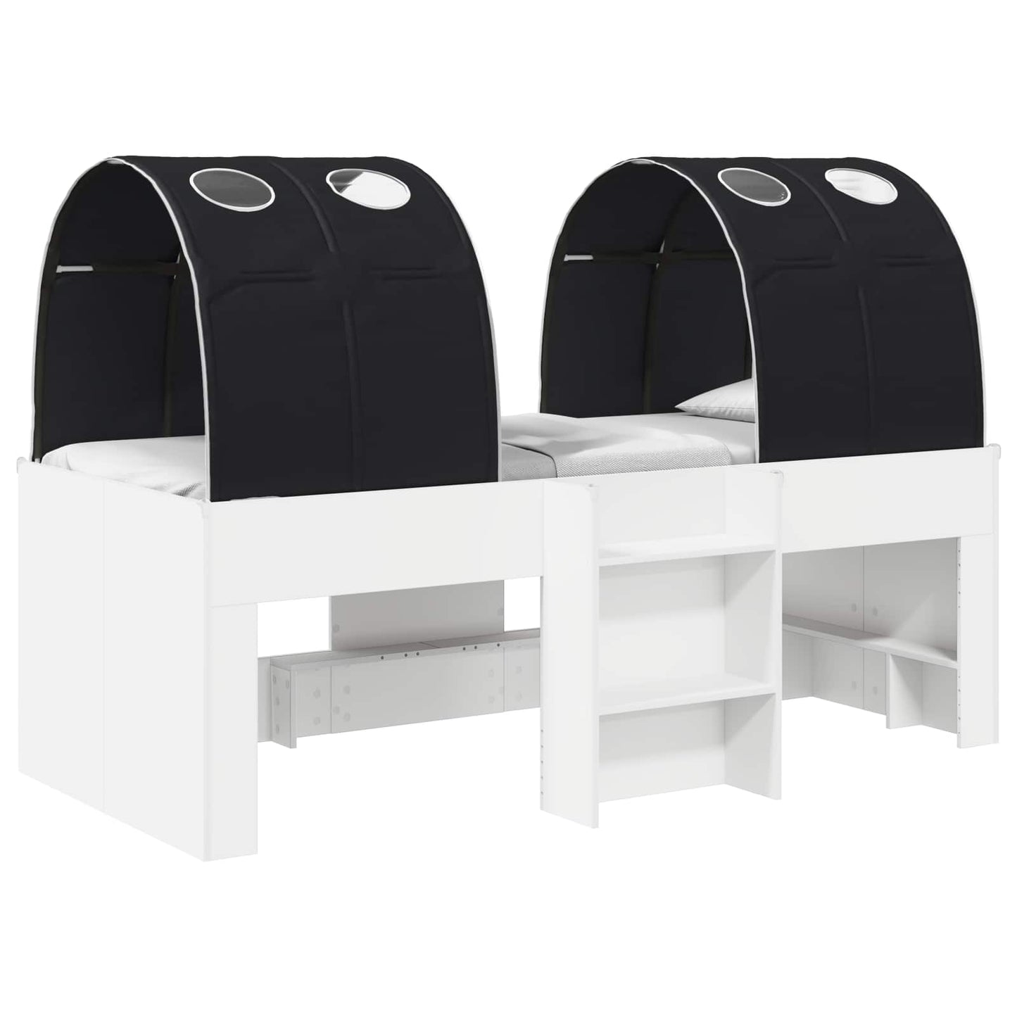 vidaXL Bed with Tunnel 3 pcs White and Black Engineered Wood