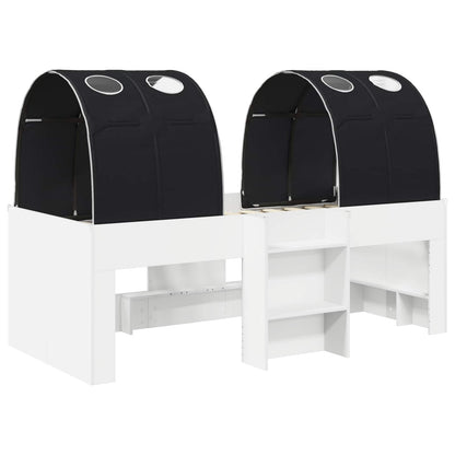 vidaXL Bed with Tunnel 3 pcs White and Black Engineered Wood