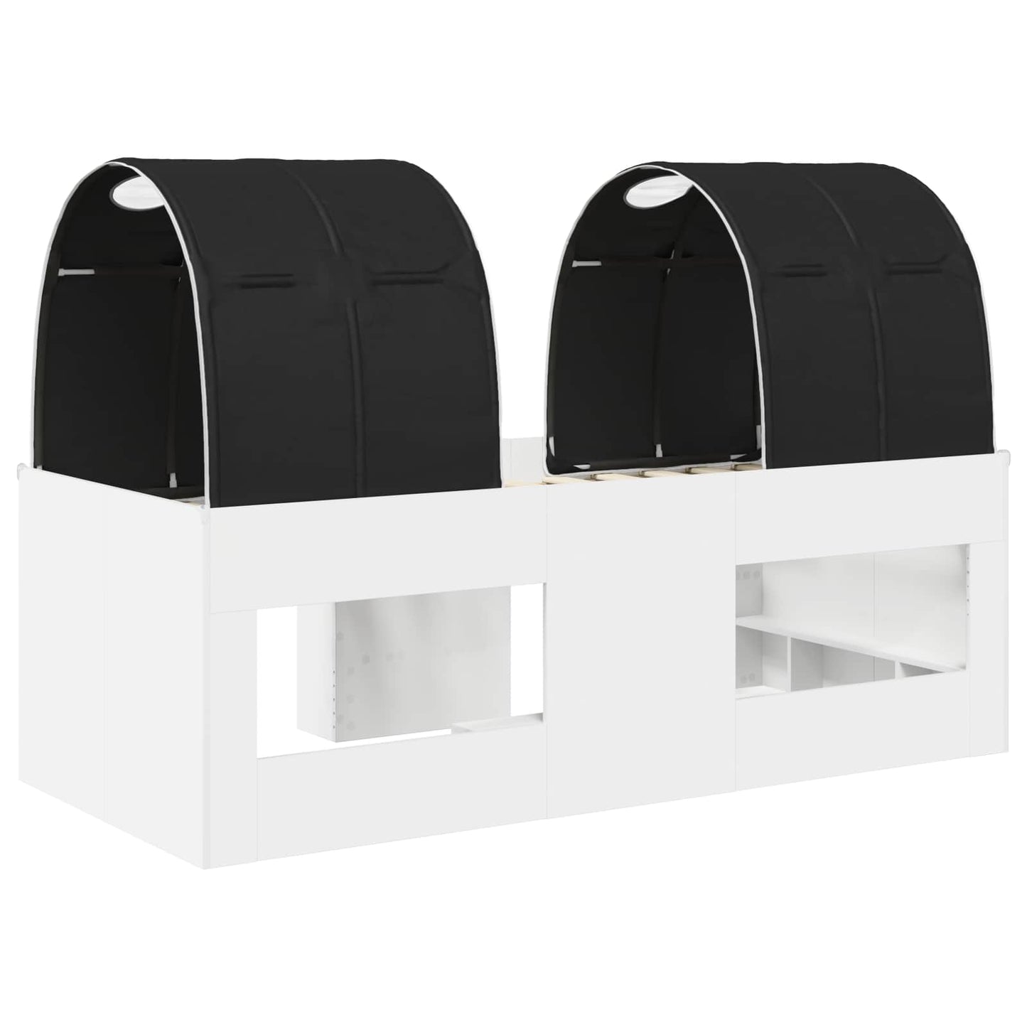 vidaXL Bed with Tunnel 3 pcs White and Black Engineered Wood