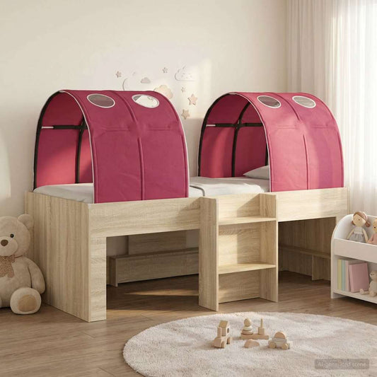 vidaXL Bed with Tunnel 3 pcs Sonoma and Red Engineered Wood