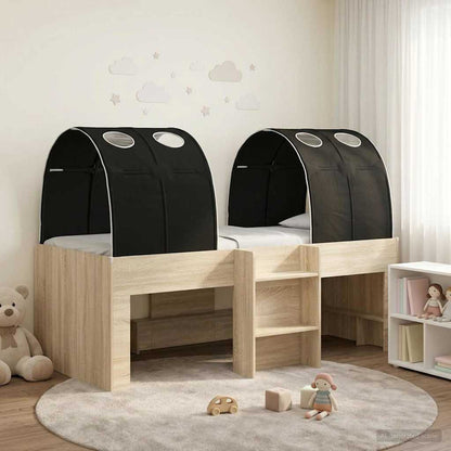 vidaXL Bed with Tunnel 3 pcs Sonoma and Black Engineered Wood