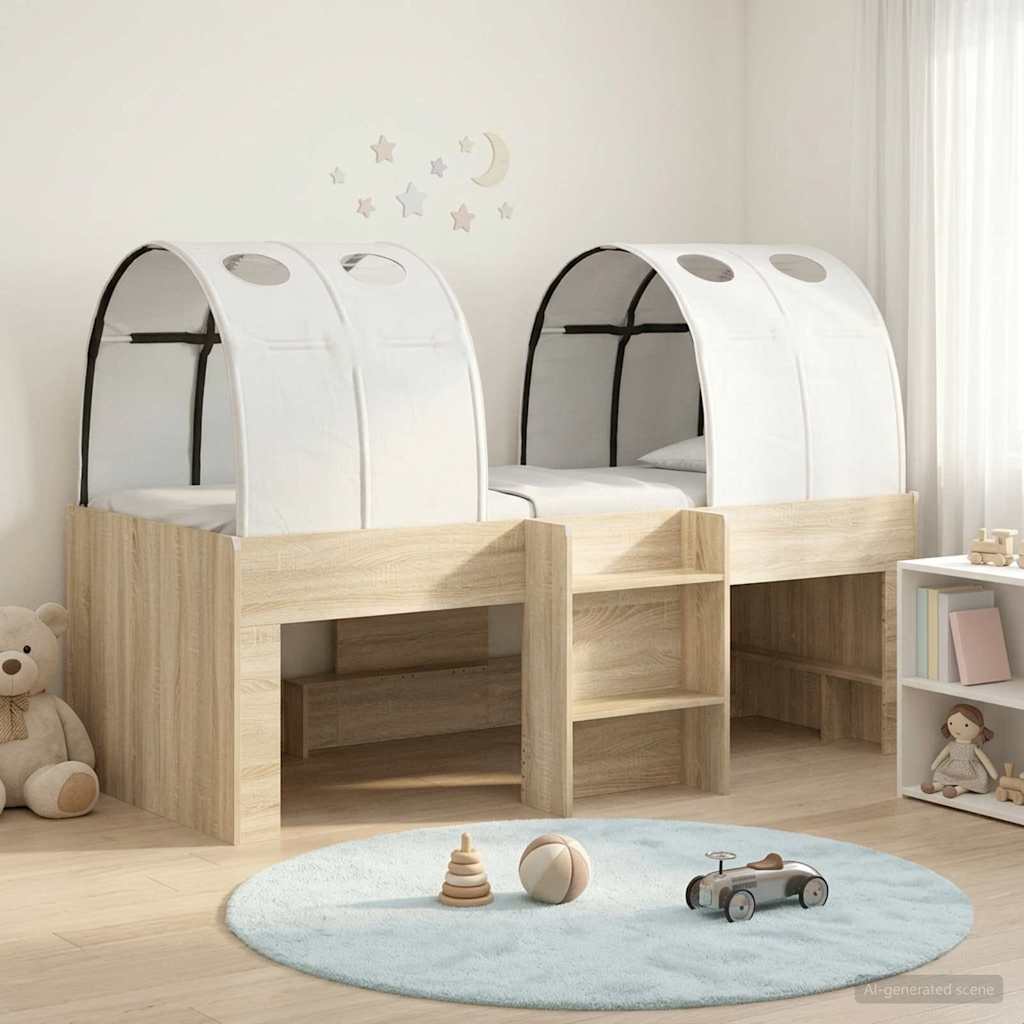 vidaXL Bed with Tunnel 3 pcs Sonoma and White Engineered Wood