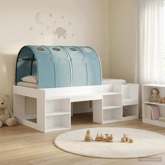 vidaXL Bed with Tunnel 3 pcs White and Light Blue Engineered Wood