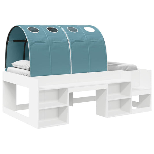 vidaXL Bed with Tunnel 3 pcs White and Light Blue Engineered Wood