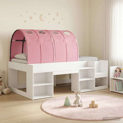 vidaXL Bed with Tunnel with Shelf 3 pcs White and Pink Engineered Wood