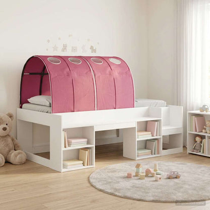 vidaXL Bed with Tunnel with Shelf 3 pcs White and Red Engineered Wood