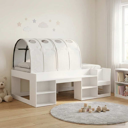 vidaXL Bed with Tunnel with Shelf 3 pcs White Engineered Wood
