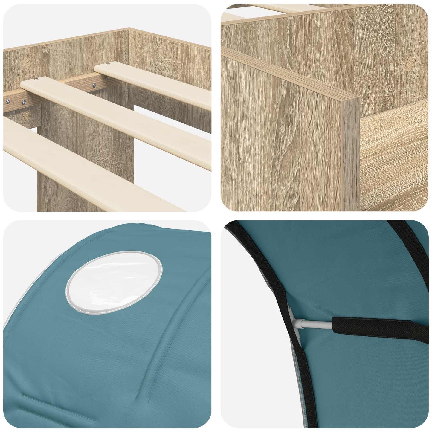 vidaXL Bed with Tunnel 3 pcs Sonoma Oak and Light Blue Engineered Wood
