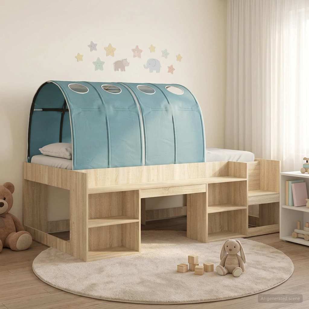 vidaXL Bed with Tunnel 3 pcs Sonoma Oak and Light Blue Engineered Wood