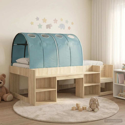 vidaXL Bed with Tunnel 3 pcs Sonoma Oak and Light Blue Engineered Wood