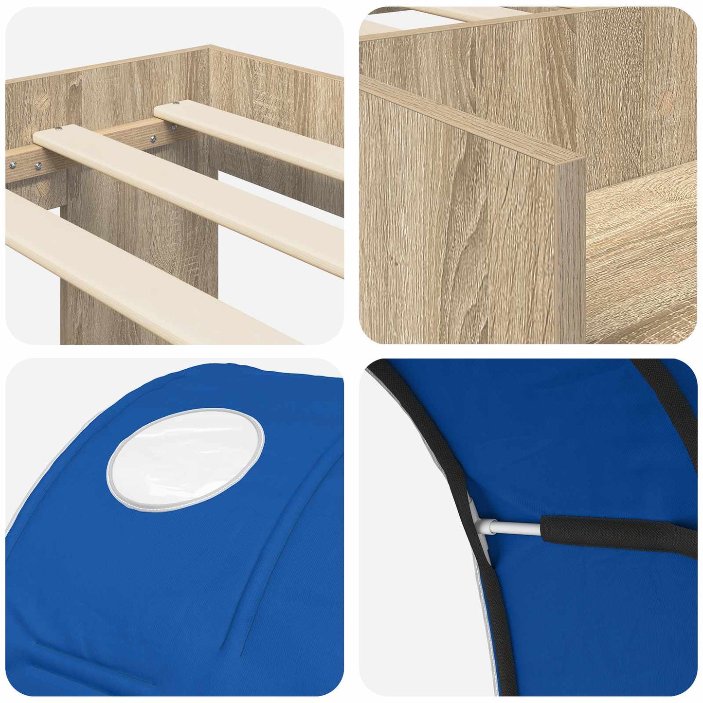 vidaXL Bed with Tunnel 3 pcs Sonoma Oak and Blue Engineered Wood
