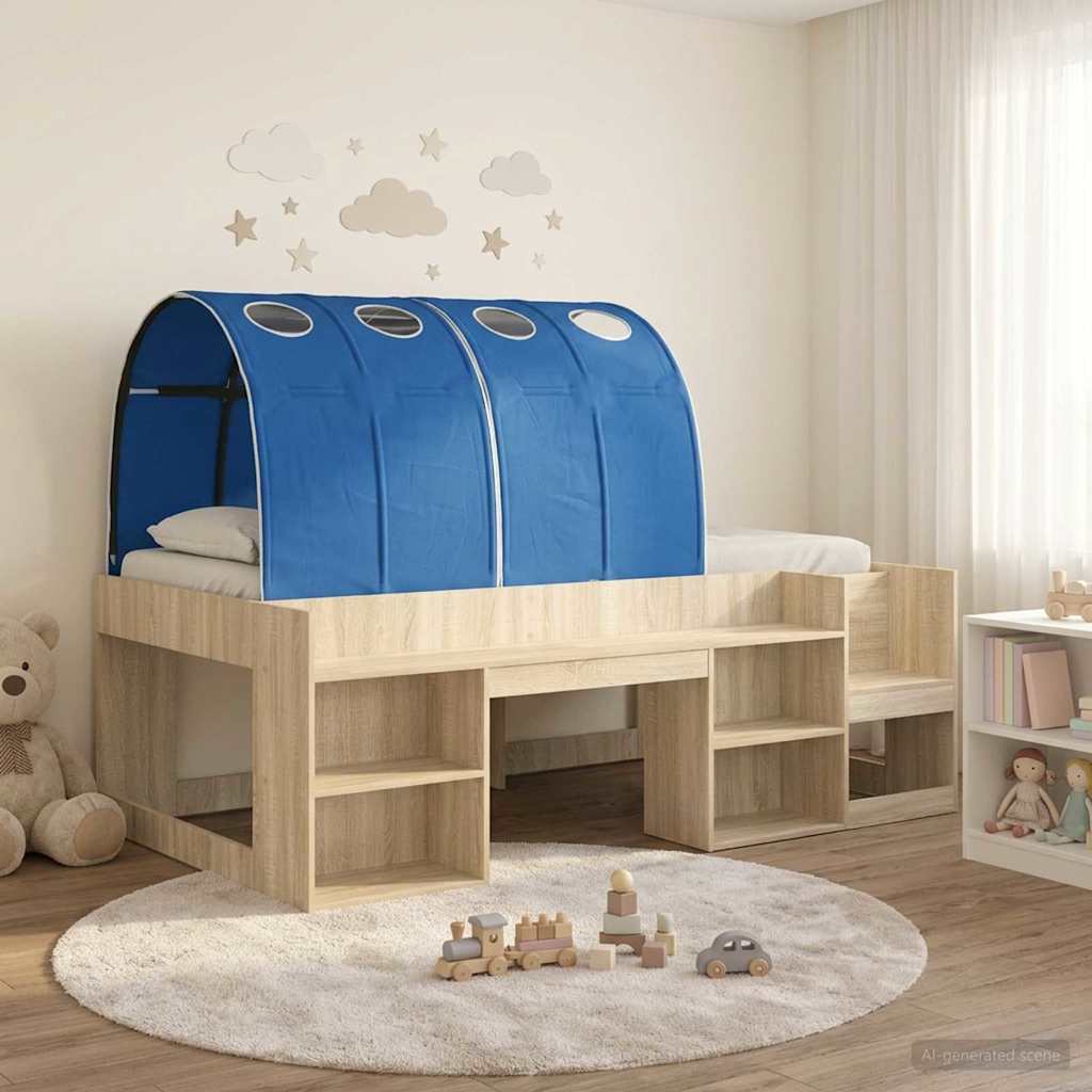 vidaXL Bed with Tunnel 3 pcs Sonoma Oak and Blue Engineered Wood